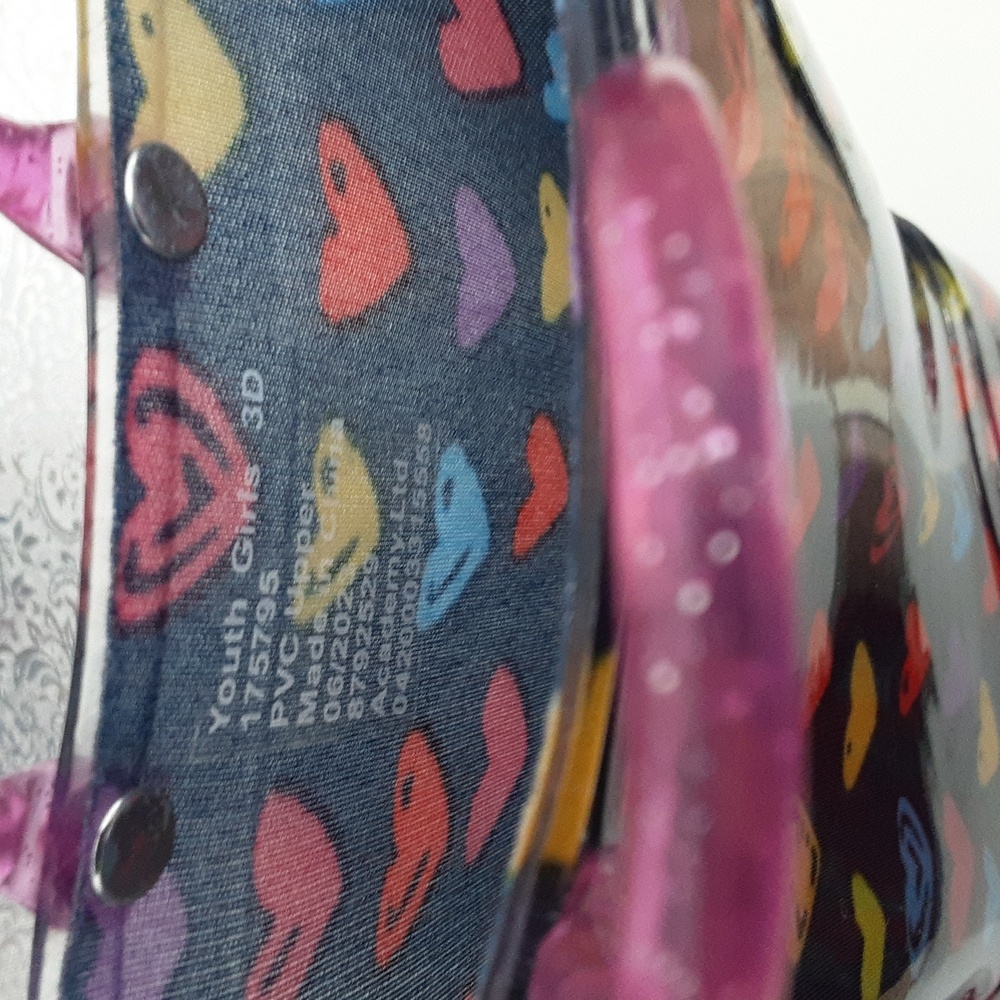 Magellan Outdoors Heart Pattern Rain Boots Size 3. - Picture 3 of 9